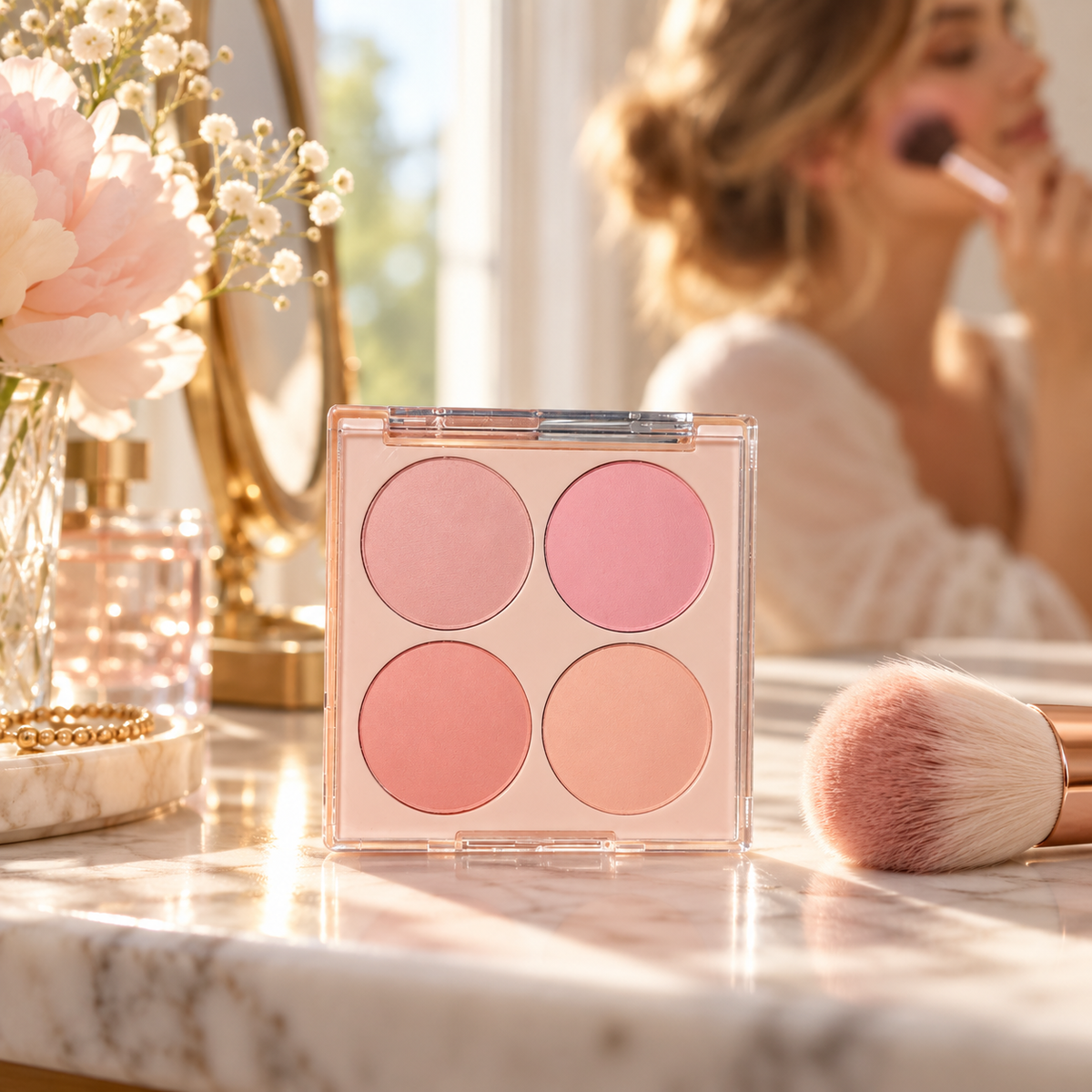 🌷 Beauty-Lovers | Four-Tone Powder Blush Palette | Soft Summer Radiance
