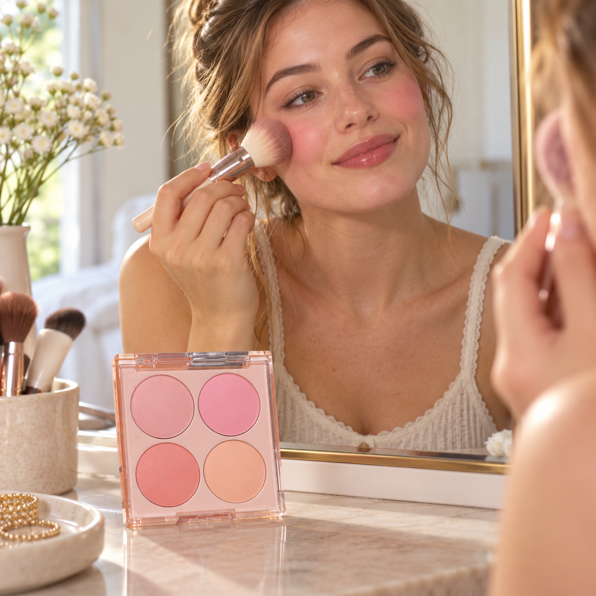 🌷 Beauty-Lovers | Four-Tone Powder Blush Palette | Soft Summer Radiance