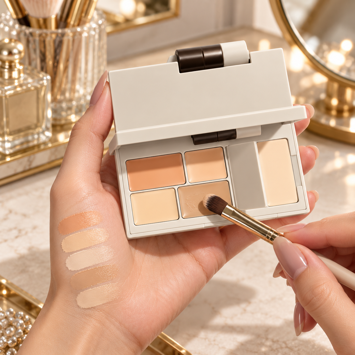 🎨 Complexion-Perfecting | Cream Concealer Palette Essentials | Seamless Sculpting Coverage