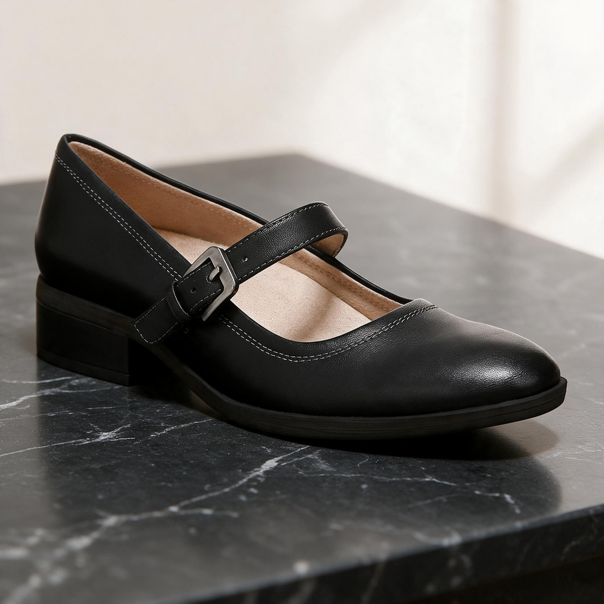 🎀 Mary Janes | Leather-Look Office Style | Classic Buckle Elegance