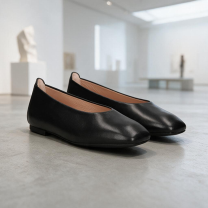 🩰 Ballet Flats | Leather-Look Office Wear | Giftable Square-Toe Style