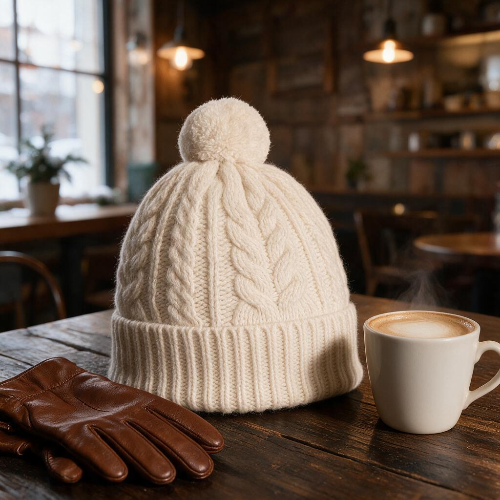🧶 Cozy Beanie | Cable Knit | Winter Gift | Braided Pom-Pom