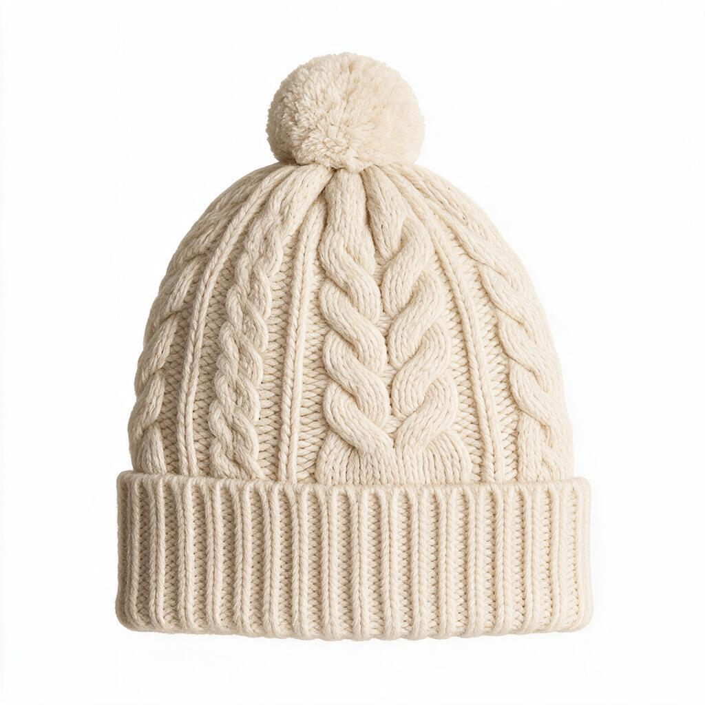 🧶 Cozy Beanie | Cable Knit | Winter Gift | Braided Pom-Pom