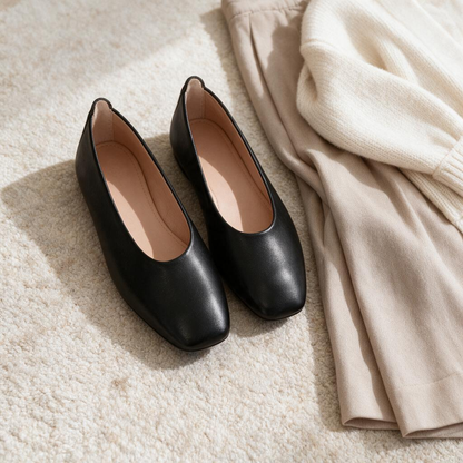 🩰 Ballet Flats | Leather-Look Office Wear | Giftable Square-Toe Style
