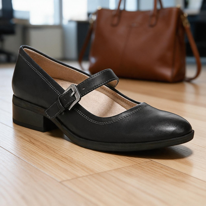 🎀 Mary Janes | Leather-Look Office Style | Classic Buckle Elegance