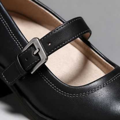 🎀 Mary Janes | Leather-Look Office Style | Classic Buckle Elegance