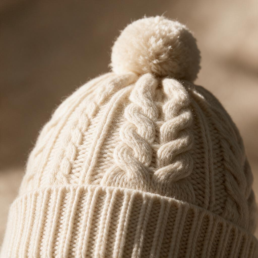 🧶 Cozy Beanie | Cable Knit | Winter Gift | Braided Pom-Pom