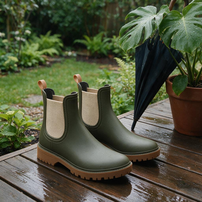 🌧️ Rain Boots | Matte Finish | Rainy Days | Mom | Olive-Chelsea