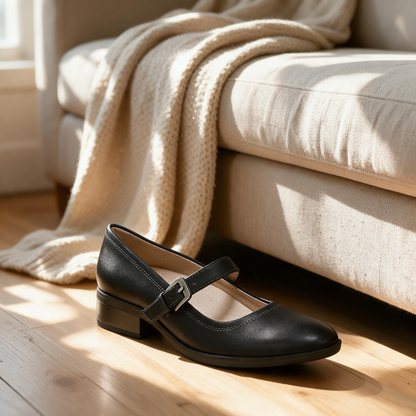 🎀 Mary Janes | Leather-Look Office Style | Classic Buckle Elegance