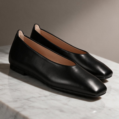 🩰 Ballet Flats | Leather-Look Office Wear | Giftable Square-Toe Style