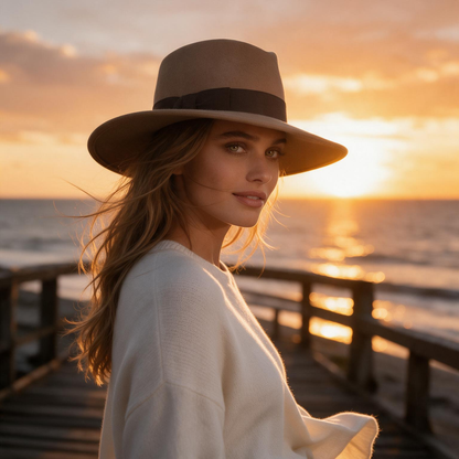🤎 Fedora | Wool Felt | Travel | Women | Classic Wide-Brim Elegance