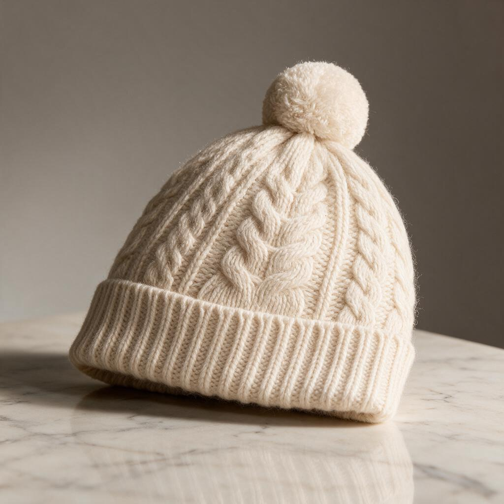 🧶 Cozy Beanie | Cable Knit | Winter Gift | Braided Pom-Pom
