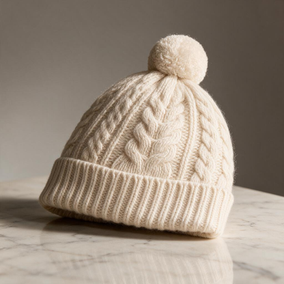 🧶 Cozy Beanie | Cable Knit | Winter Gift | Braided Pom-Pom